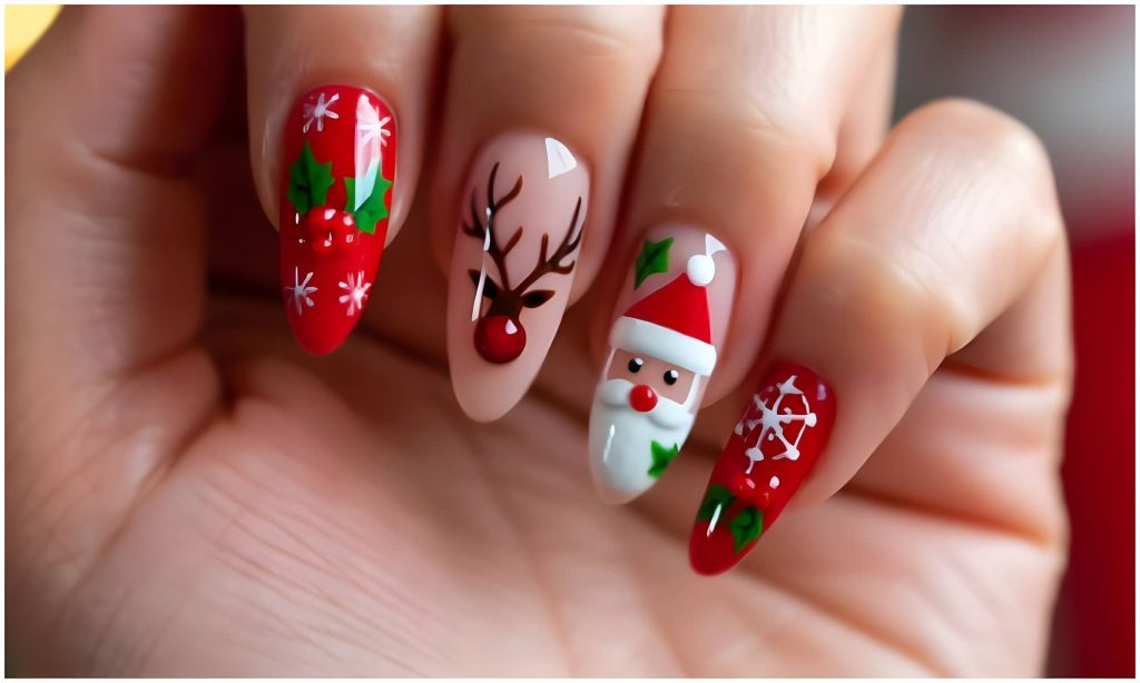 Santa & Rudolph Christmas Cheer Nails